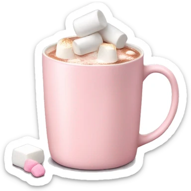 Light Pink mug of hot chocolate with marshmallows  sticker