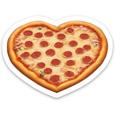 Realistic heart shaped pizza sitting flat in a Pink open pizza box. sticker
