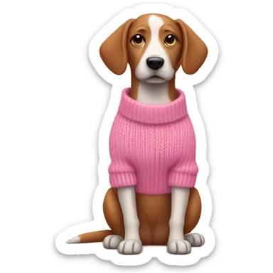 Dog wearing a pink sweater sticker
