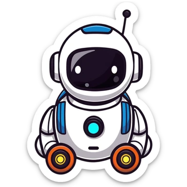 adorable little robot with blinking lights sticker