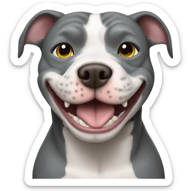 Grey pitbull smiling with an alligator in mouth sticker