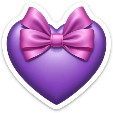Purple heart with bow around sticker