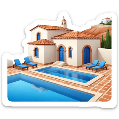 a villa with a pool sticker