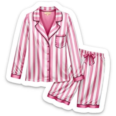 Striped pink and white silk Victoria’s Secret pajama set sticker