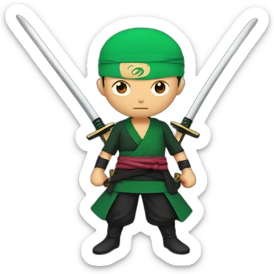 Roronoa zoro with 3 katana sticker