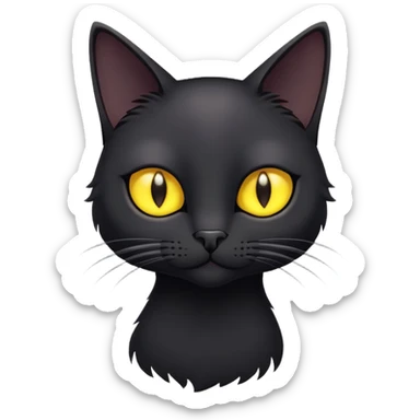skinny black cat with yellow eyes sticker