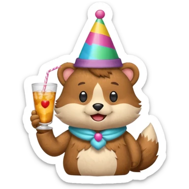 a plushie partying sticker