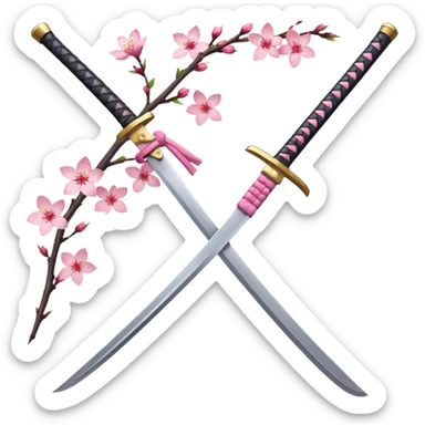 Katana with cherry blossoms  sticker