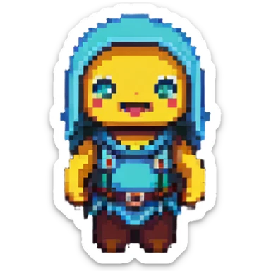 pixel art character resembling حزلقوم with a playful and humorous look sticker