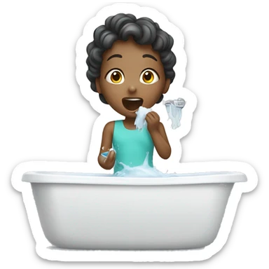 Girl washing her teeth sticker