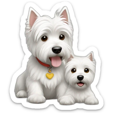 westie with kid sticker