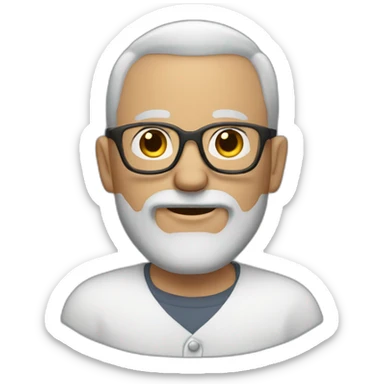Bald man with glasses and big brown beard with grey hairs sticker