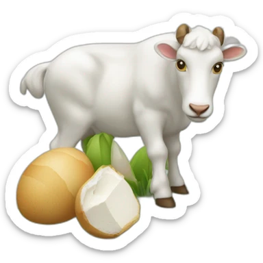 Une chèvre avec une statue de l'île de Pâques sticker