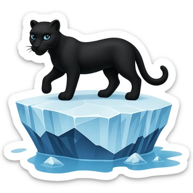 Make the black panther look feminine, keep it on an iceberg, in emoji style with no background. The style should resemble apple style emojis with concise details. sticker