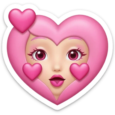 Heart eyes with hearts around it blowing a kiss sticker