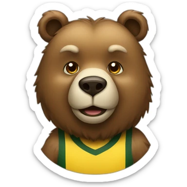 animal big fat bear soccer player sticker