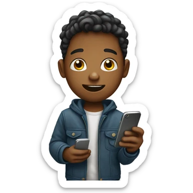 boy with smartphone sticker