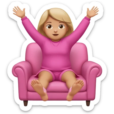 Little Girl fat but not too fat standing but falling off of a chair half in the air chair with pink clothes on standing on chair but fell off not touching chsir sticker