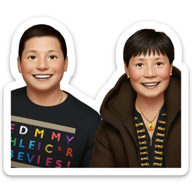 boys with smiles and jewelry sticker