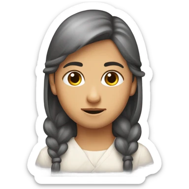 Dziewczyna z brązowymi prostymi włosami z zielonymi oczami i delikatnymi okularami  sticker