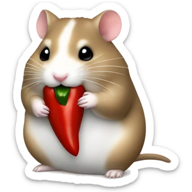 A hamster eating chili pepper sticker