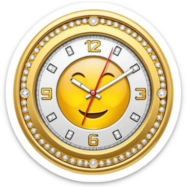 Crea un reloj de oro amarillo con muchos diamantes, sin la cara de fondo sticker