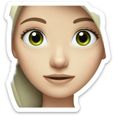pale girl with brown hair and green-blue eyes sticker