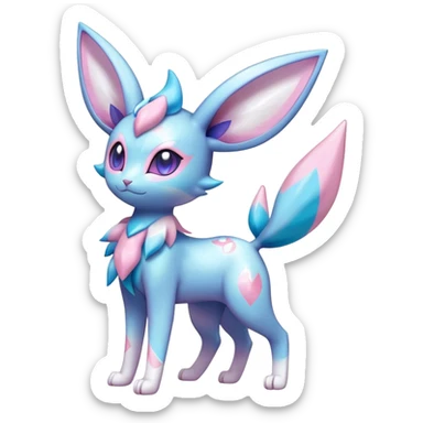 Shiny Cool Sparkly Cute Ethereal Espeon-Sylveon-Glaceon-Fakemon-hybrid-fusion- full body sticker