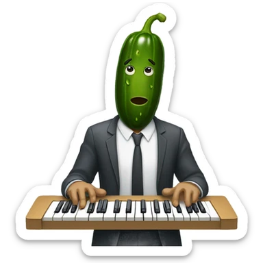 A pickle selling keyboards sticker