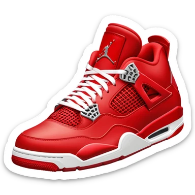  red air Jordan 4 red midsole red bottom red top red laces  sticker