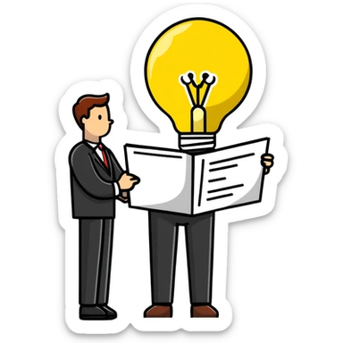 smart entrepreneur with business plan and lightbulb sticker