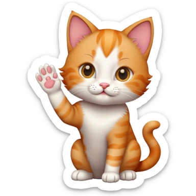 Kitty rise right paw in salute sticker
