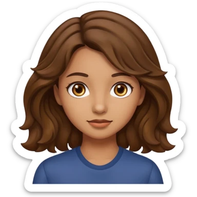 can you please make a girl with olive skin tone, brown hair, brown eyes and wavy hair sticker