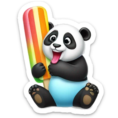 A panda licking an ice lolly sticker