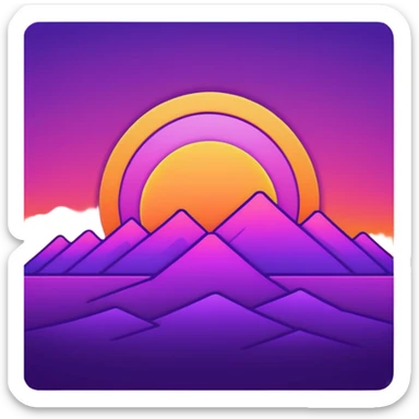neon sunrise line drawing sticker