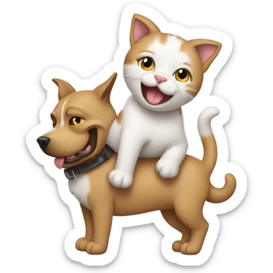 cat giving a dog a piggyback ride sticker