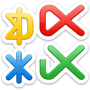 Four basic math operation symbols: plus, minus, multiplication, division sticker