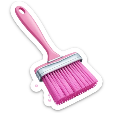 Pink scrub brush with pink bubbles like it’s cleaning something sticker