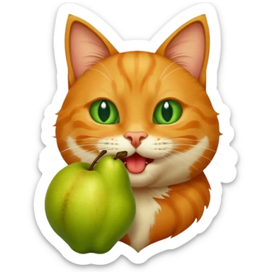 katze mit birne zwischen den zähnen  sticker