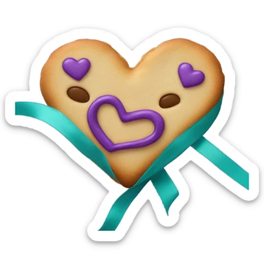 Cookie heart with purple teal awareness ribbon sticker
