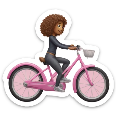 girlwith curly hair riding pink bike sticker