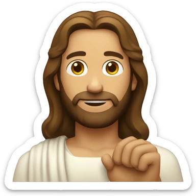 Jesus tipping his hand by his shoulder sticker