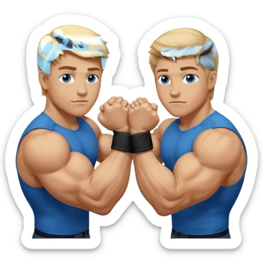 DIRTY BLONDE HAIR BLUE EYES BIG BICEPS FOR ARM WRESTLING YOUNG MAN sticker