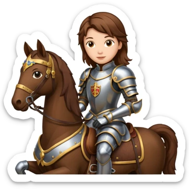 Renaissance princess knight with brown hair on horse sticker