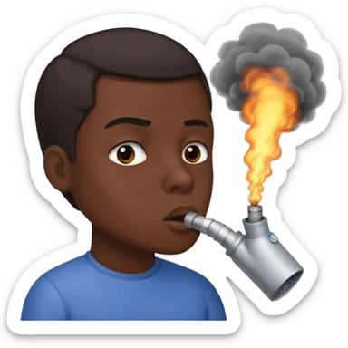 A face that inhales exhaust fumes with power sticker