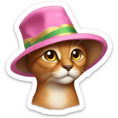 Abyssinian cat with a cute hat sticker