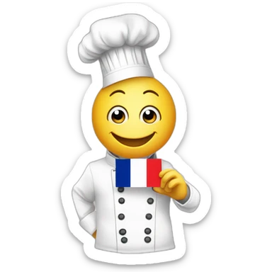 adorable snail cartoon with French flag and chef hat sticker