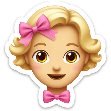 Adorable face with pink bow sticker