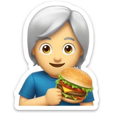 emoji de persona con una hamburguesa en la mano sticker