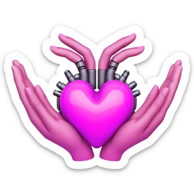 Neon cyberpunk style 
heart made of  hands sticker